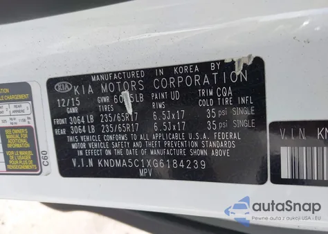 2016 Kia Sedona L from USA, damaged, VIN KNDMA5C1XG6184239